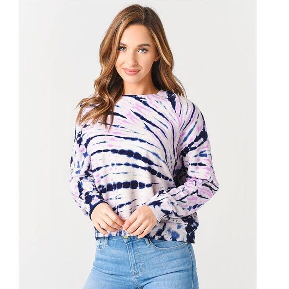 Monrow Bamboo Burst Tie-Dye Sweatshirt Pink NEW Size Small - Picture 8 of 8